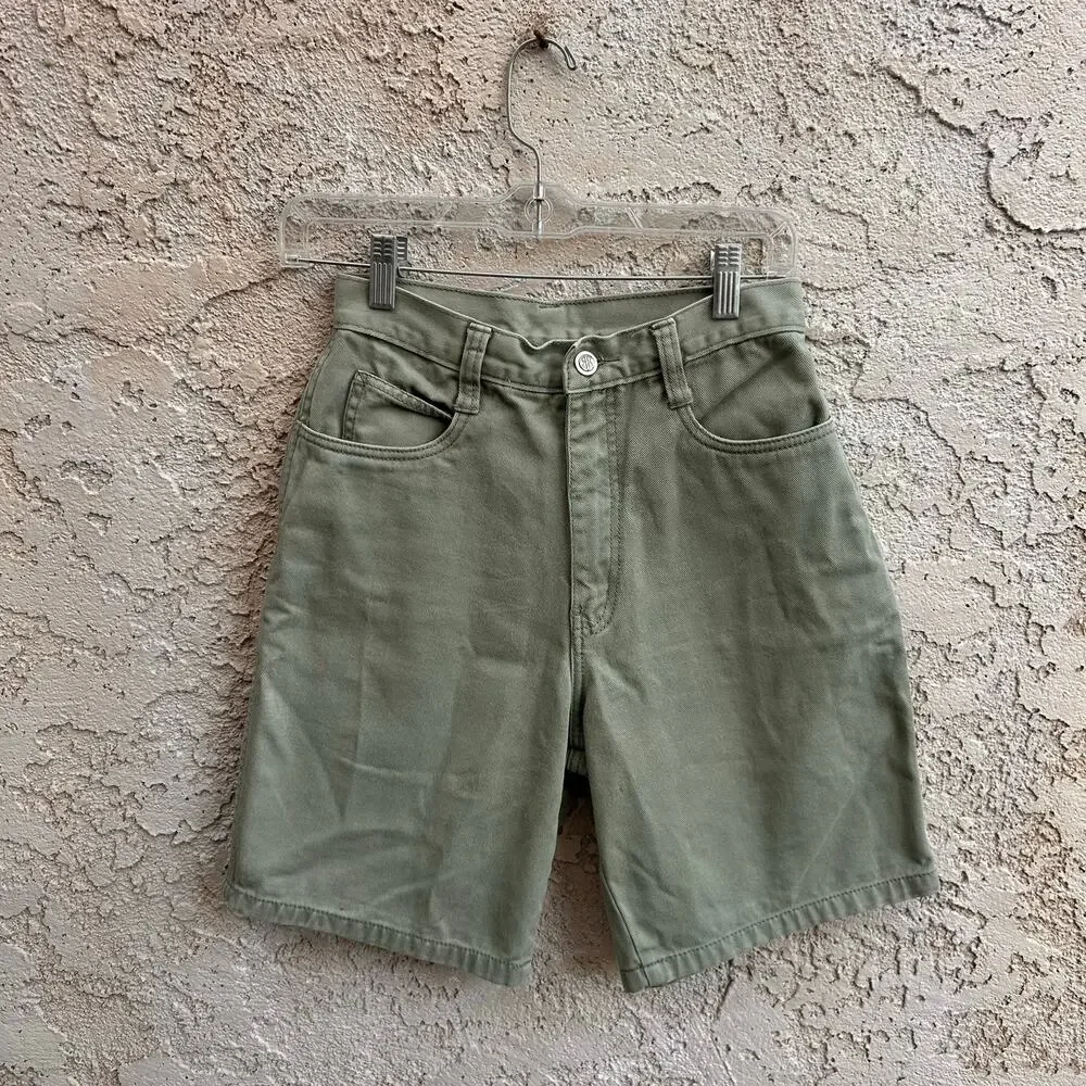Vintage Bill Blass Sage Green High Rise Denim Jorts Size 8 (XS)